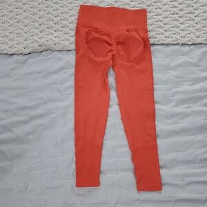 Popular Tik Tok Coral Red High Waisted Scrunch Back Leggings- New- L